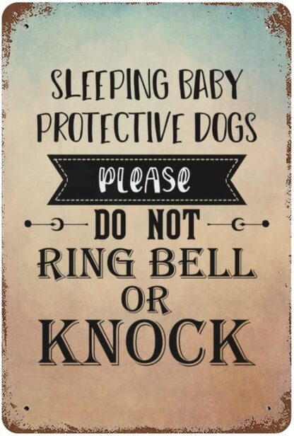 8x12 inch Sleeping Baby Protective Dogs Please Do Not Ring Bell