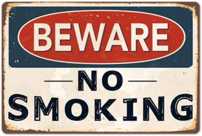 8x12 inch Beware NO Smoking Metal Tin Sign,Retro Vintage Safety Warning Tin Signs