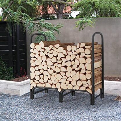 4ft Black Firewood Log Rack with Waterproof Cover Combo Set - Image 9