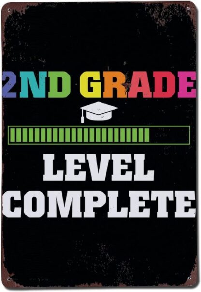 8x12 inch Graduation 2ND Grade Level Complete Metal Sign