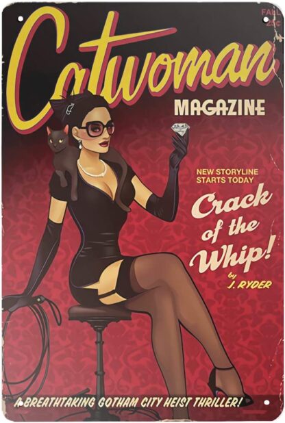 8x12 inch Metal Sign Catwoman Magazine pin up Girl tin Signs