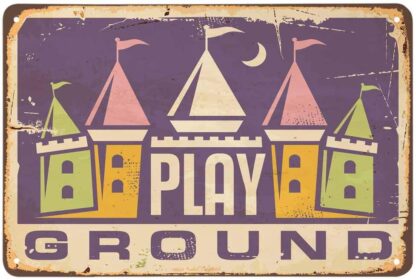 8x12 inch Play Ground Tin Sign,Home Moon Castle Funny Fortress Doodle Palace