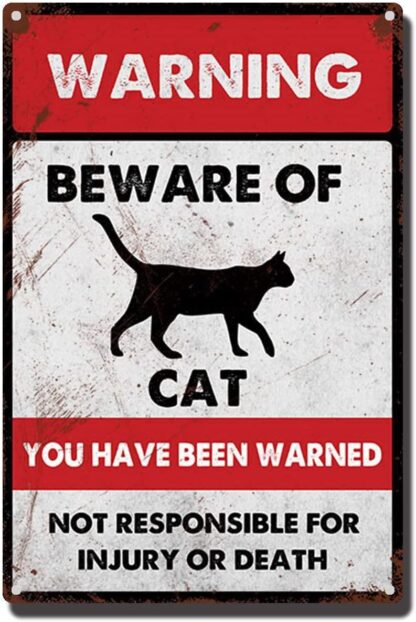 8x12 inch Metal Sign Beware of Cats Metal Tin Sign