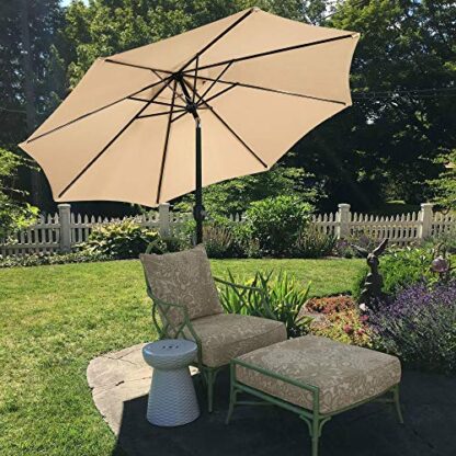 9FT Tan Garden Table Umbrella with 26.5lb Patio Umbrella Base - Image 5