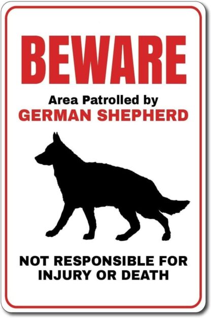 8x12 inch German Shepherd Sign Beware German Shepherd Tin Sign