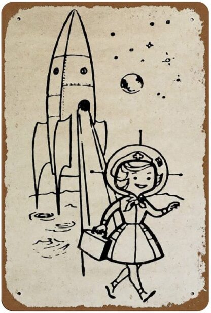 8x12 inch Vintage Astronaut Poster 1960s Feminist Art Space Art Space Poster