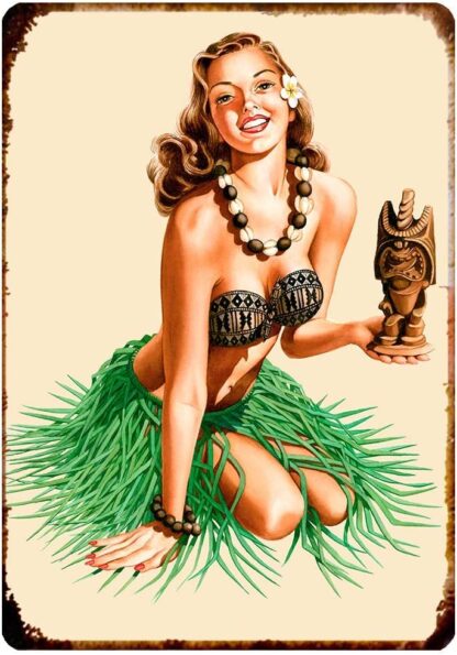 8x12 inch Tin Sign Hawaii Pin Up Girl Beauty Sexy Girl