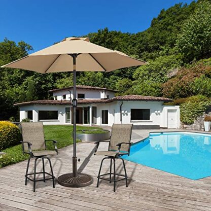 9FT Tan Garden Table Umbrella with 26.5lb Patio Umbrella Base - Image 9