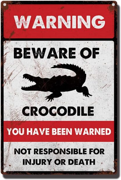 8x12 inch Metal Sign Beware of Crocodile Metal Tin Sign