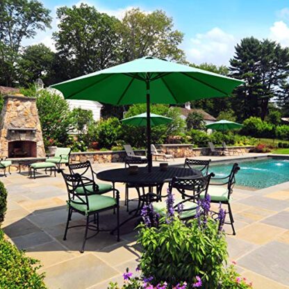 9FT Dark Green Garden Table Umbrella with 26.5lb Patio Umbrella Base - Image 9