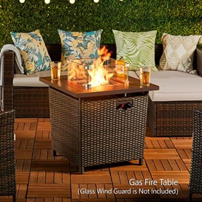 28 in Brown Wicker Gas Fire Pit Table 50,000 BTU Propane Fire Pit - Image 9