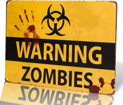 8x12 inch -Shabby Chic Retro Zombie Warning Signs Halloween Posters Outbreak