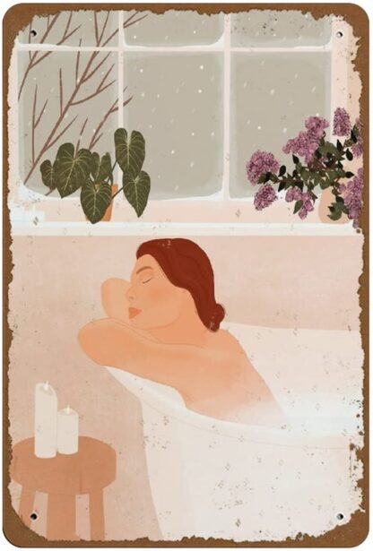 8x12 inch Plant Lady Taking A Bath Art Print Home Illustration Print Art