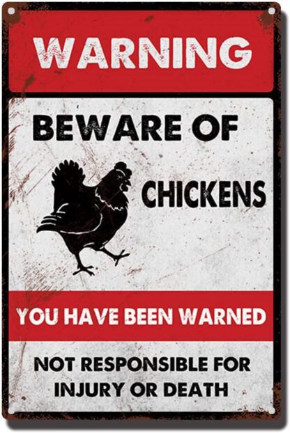 8x12inch Metal Sign Beware of Chickens Metal Tin Sign