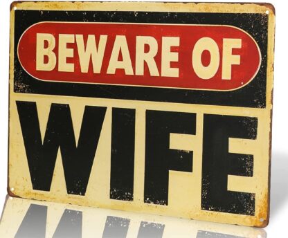 8x12 inch -Beware Wife Metal Painting Garage Wall Sticker Antique