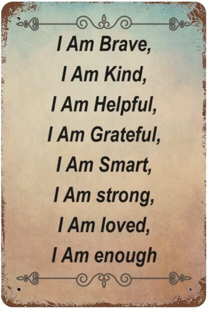 8x12 inch I Am Brave,I Am Kind,I Am Helpful,I Am Grateful,I Am Smart