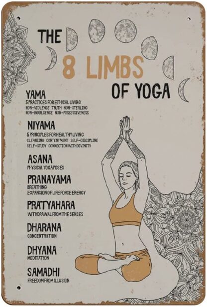 8x12 inch 8 Limbs of Yoga Printable Ashtanga Yoga Meditation Yoga Tin Sign