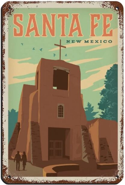 8x12 inch Vintage Travel Santa Fe New Mexico Retro Poster Metal Tin Sign