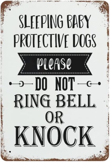 8x12 inch Sign Sleeping Baby Protective Dogs Please Do Not Ring Bell