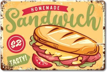 8x12 inch Sandwich Sign Retro Poster Template with Tasty Snack Metal Tin Sign