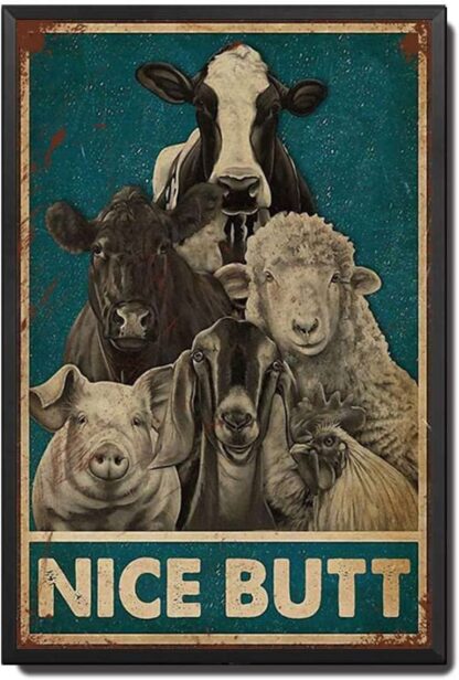 8x12 inch Tin Sign Farm Animals Nice Butt Wall Art Tin Sign