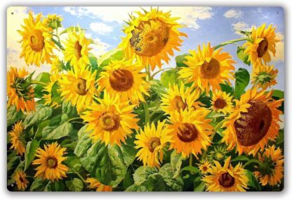 8x12 inch Metal Tin Sign of Sunflower Style Poster, Sunflower Vintage Retro Sign