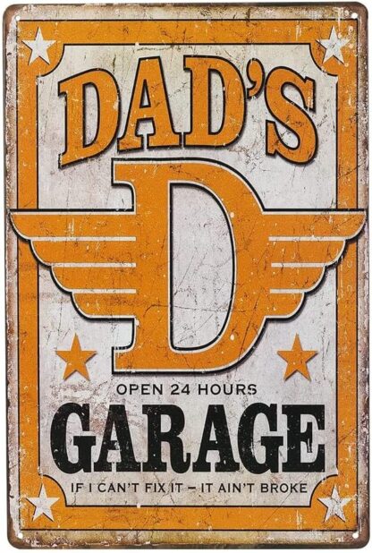 8x12 inch Dad's Garage Tin Metal Sign Decor Funny Humorous Daddy Father