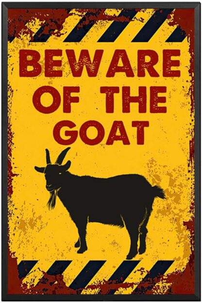 8x12 inch Vintage Beware of The Goat Metel Tin Signs Retro Warning Tin Sign