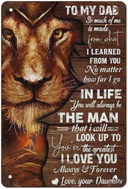 8x12 inch Metal Tin Sign,to My Dad Tin Sign,to My Dad Lion Gift