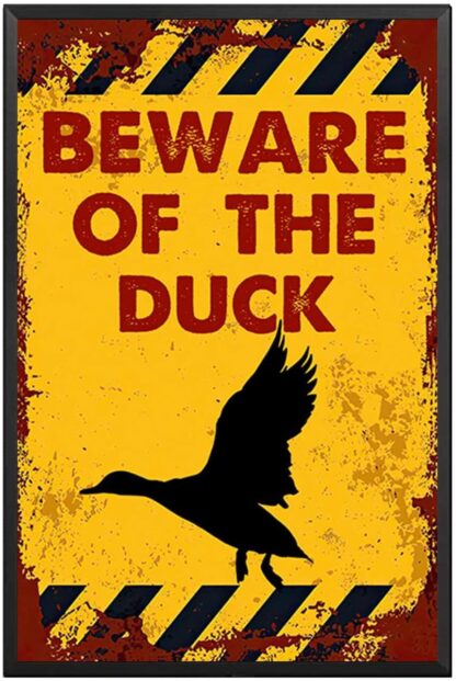 8x12 inch Vintage Beware of The Duck Metel Tin Signs Retro Warning Tin Sign