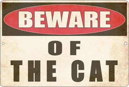 8x12 inch Tin Sign Man Cave Bar Yard Wall Warning Beware of Cat