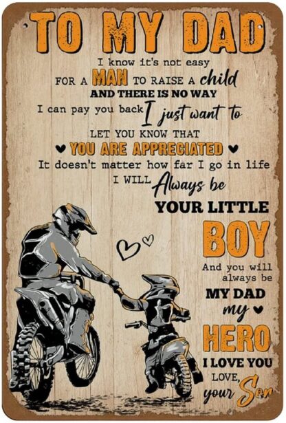 8x12 inch to My Dad Canvas Art Dirt Bike Dad Poster Father's Day Canvas Gift Dad