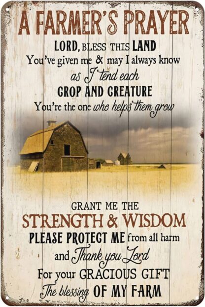 8x12 inch A Famer'S Prayer Landscape Metal Sign Rustic