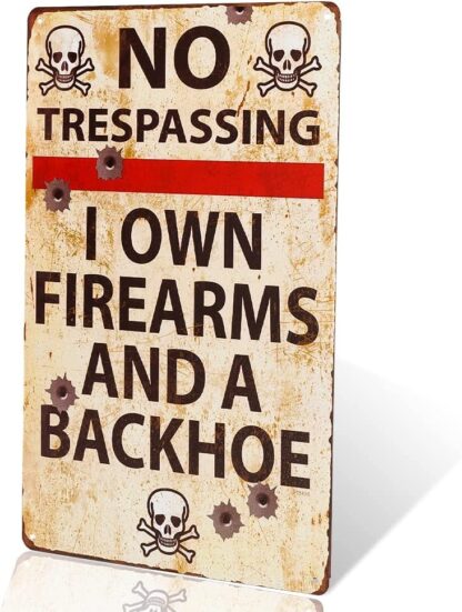 8x12 inch -Vintage Metal Gun Sign No Trespassing Firearms Sign