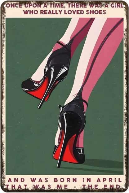 8x12 inch Metal Sign Girl Wearing High Heels Retro Tin Sign