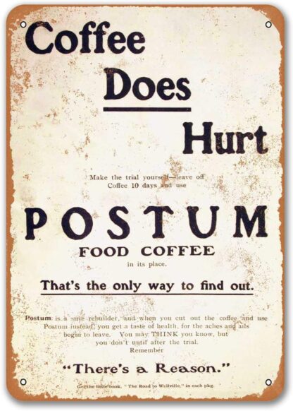 8x12 inch 1905 Postum Food Coffee Sign, Retro Metal Sings Tin Signs