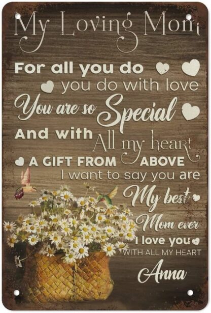 8x12 inch to My Loving Mom, Daisy Flower Basket Print Wall