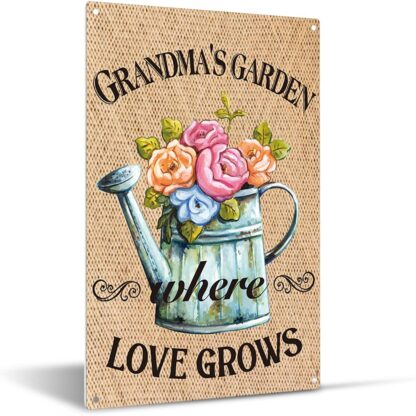 8x12 inch Farmhouse Grandma's Garden Where Love Grows Tin Sign