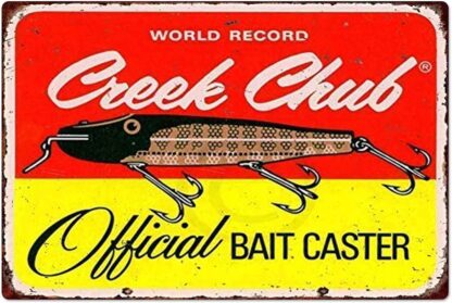 8x12 inch Fishng Retro Metal Tin Sign,World Record Bait Caster