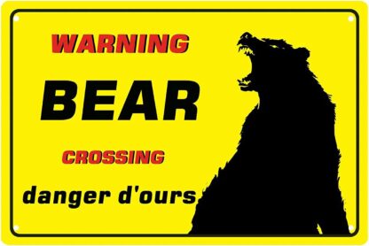 8x12 inch Bear Crossing Warning Tin Sign,Danger D' Ours