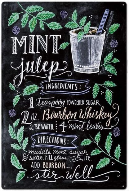 8x12 inch Original Vintage Design Mint Cocktail Recipe Tin Signs