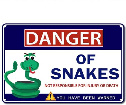 8x12 inch Snake Sign Snakes Warning Signs Danger Beware Funny Gifts Metal Tin Sign