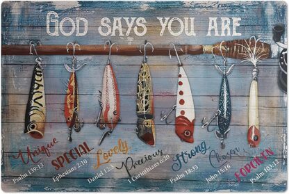 8x12 inch Fishing Retro Metal Tin Sign,God Says You are