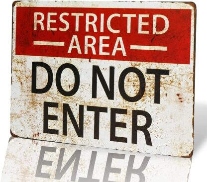 8x12 inch-Restricted Area Sign -Do Not Enter Wall Art Sign