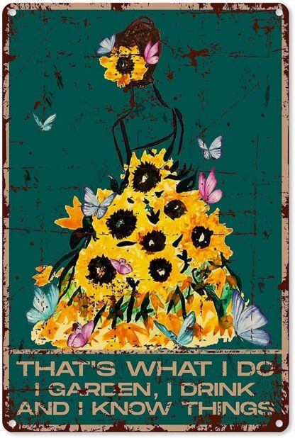 8x12 inch Metal Tin Sign of Sunflower Style Poster, Sunflower Vintage Retro Sign