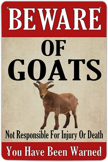 8x12 inch Beware of Goat Sign - Goat Metal Tin Signs Retro Funny Tin Sign