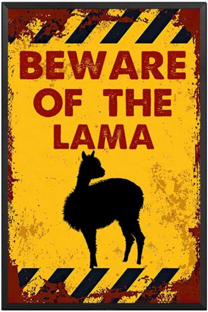 8x12 inch Vintage Beware of The Lama Metel Tin Signs Retro Warning Tin Sign