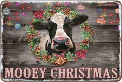 8x12 inch Funny Metal Sign Beautiful Christmas Cow Retro Decor Art Sign