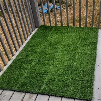 12" x 12" 27 Pack Green Artificial Grass Turf Tile Interlocking Self-draining Grass Tiles