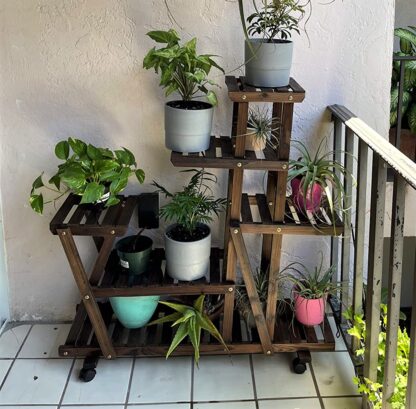 Brown Plant Stand Indoor Outdoor Multi-Tiered Flower Display Shelf Plants Rack